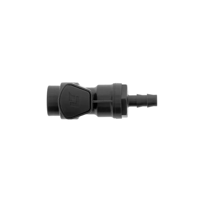 Gray plastic female connector with barbed end for power parts and facility wiring