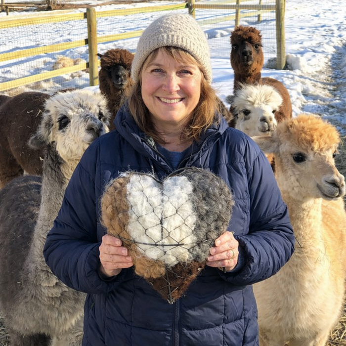 Bird Nesting Heart | Hanging Garden Decor – Natural Alpaca Fiber