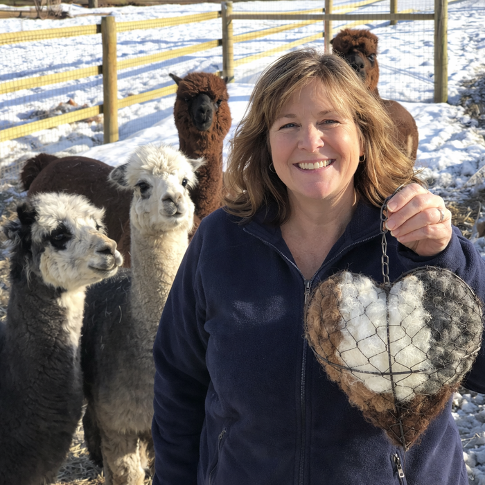 Bird Nesting Heart | Hanging Garden Decor – Natural Alpaca Fiber
