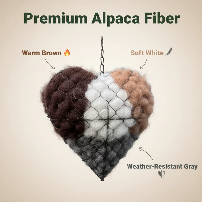Bird Nesting Heart | Hanging Garden Decor – Natural Alpaca Fiber