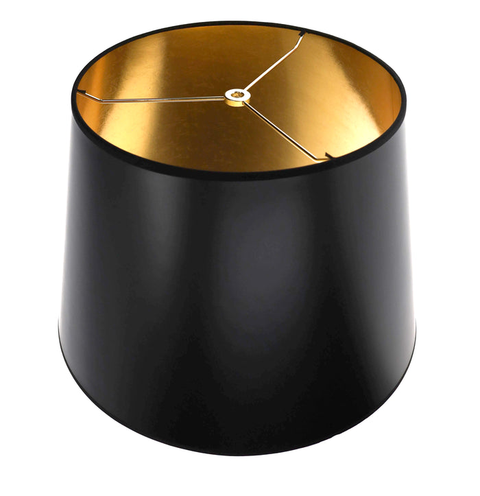 Black Paper Deep Drum Hardback Lampshade Gold Lined (07331KE)