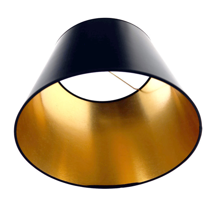 Black Paper Deep Drum Hardback Lampshade Gold Lined (07331KE)