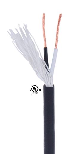 Black PVC Covered 2-wire Medium Duty Spooled Lamp Cord - Wire