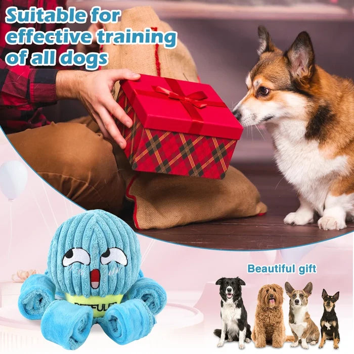 Blue Dog Snuffle Toy Octopus Puzzle | Interactive Slow Feeder for Puppies
