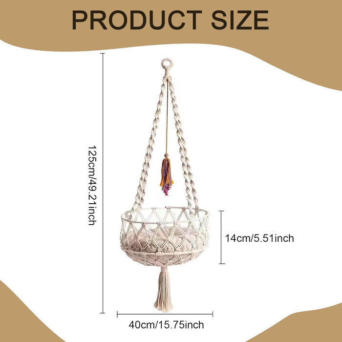 Boho Cat Hammock | Hanging Macrame Bed – Cozy Indoor Swing Rest