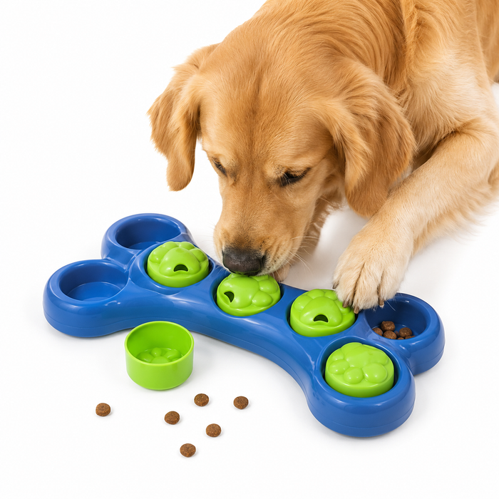 Bone-Shaped Dog Puzzle Feeder Toy for Slow Feeding & Mental Enrichment