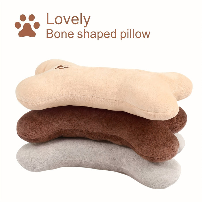 Bone-Shaped Pet Pillow for Dogs & Cats with Plush Comfort