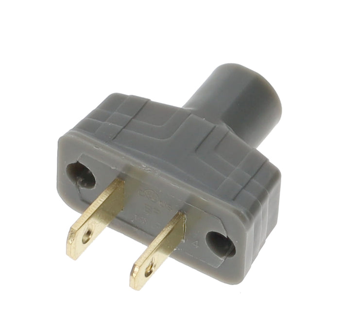 B&P Lamp Brand Early Art Deco Bakelite Style Straight Blade Plug, Polarized, Grey (48580G)