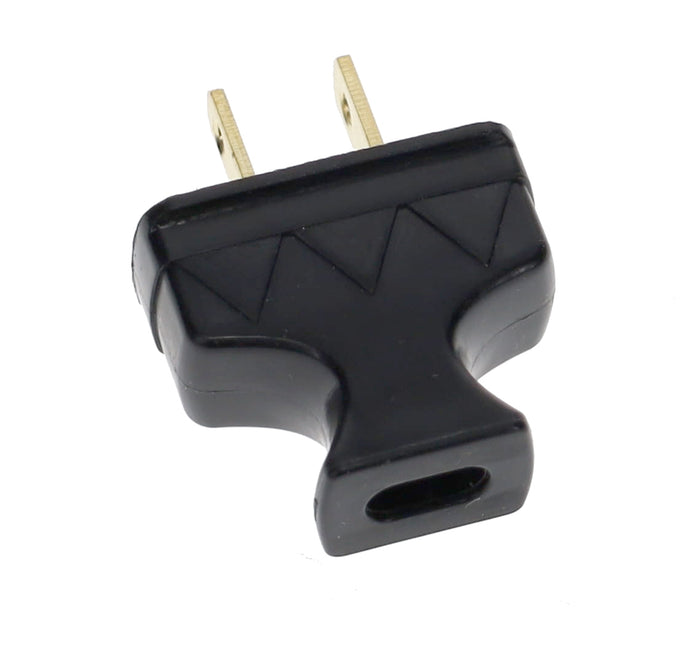 B&P Lamp Brand Early Shark Tooth Bakelite Style Straight Blade Plug, Polarized, Black (48581BK)