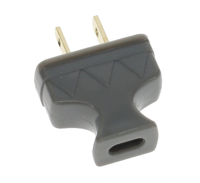 B&P Lamp Brand Early Shark Tooth Bakelite Style Straight Blade Plug, Polarized, Grey (48581G)