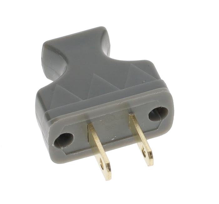 B&P Lamp Brand Early Shark Tooth Bakelite Style Straight Blade Plug, Polarized, Grey (48581G)