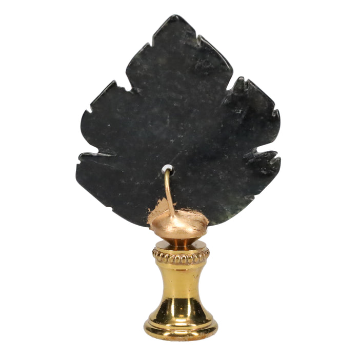Brass Finial with Black Lapis Lazuli Stone Leaf, 1/4-27F Tap (15240)