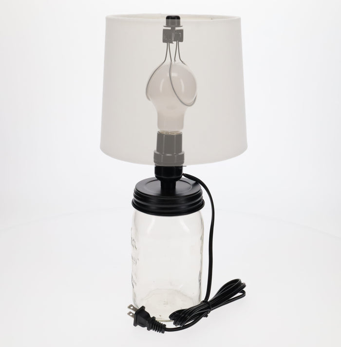 Brass Plated Wide Mouth Mason Jar Electric Lamp Adapter with Clip on Shade Adaptor (30601)