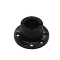 Black steel taper lock bushing with flange and mounting holes for power transmission
