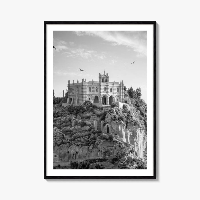 Tropea Black and White Fine Art Photo Print, Santa Maria dell'Isola, Calabria Italy Poster
