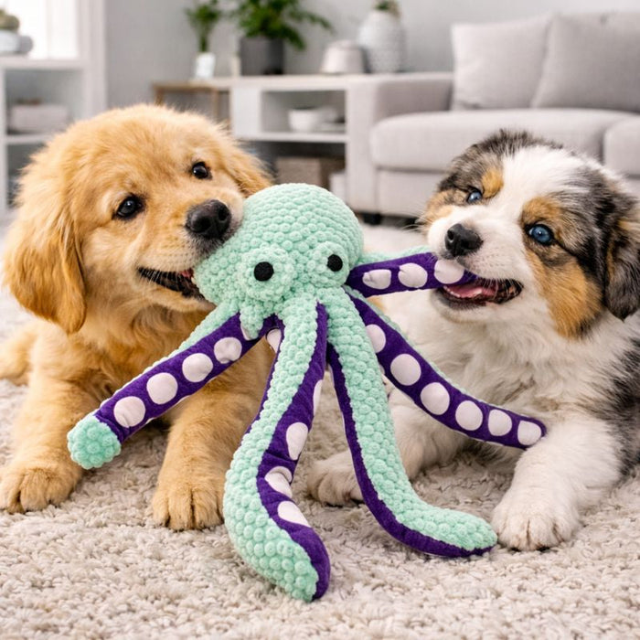 Calming Dog Plush Toy Octopus – Soft Squeaky Anxiety Relief Toy for Dogs