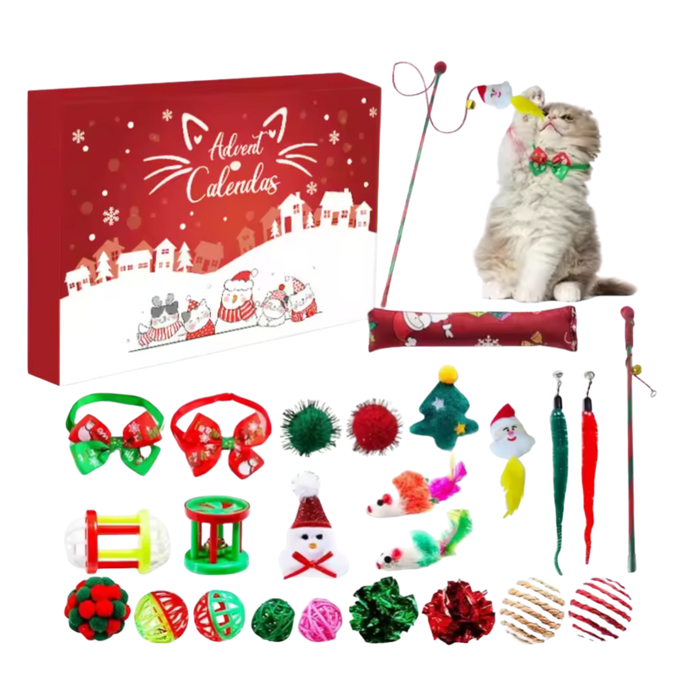 Cat Advent Calendar | 24 Holiday Toys for Cats | Christmas Countdown Gift Box