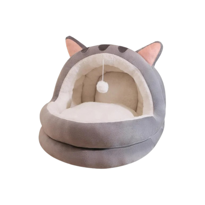 Cat Cave Bed | Warm Yurt-Style Hideaway with Soft Cushion