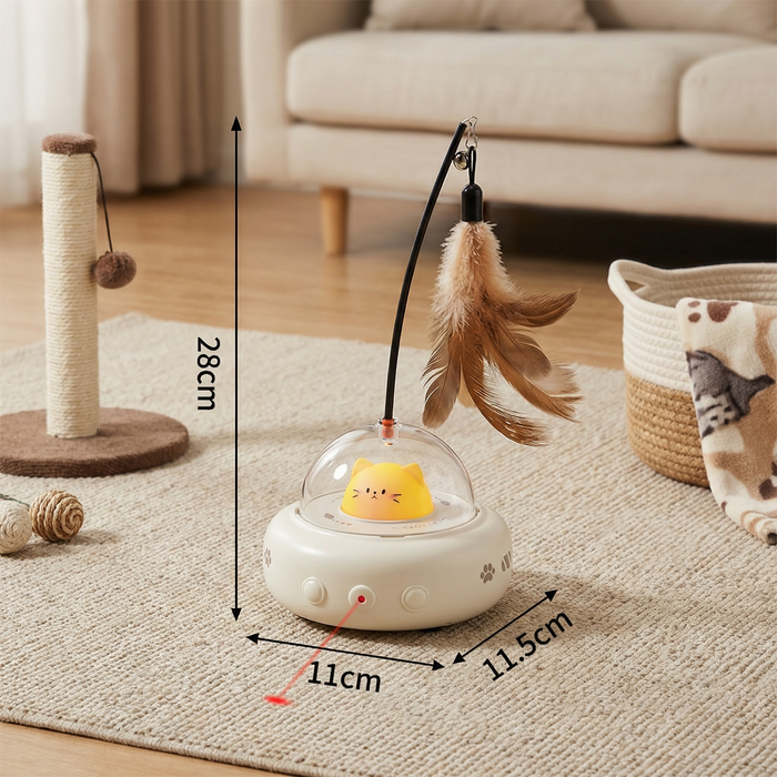 Cat UFO Laser Toy – Interactive Feather Chaser & Indoor Play Toy