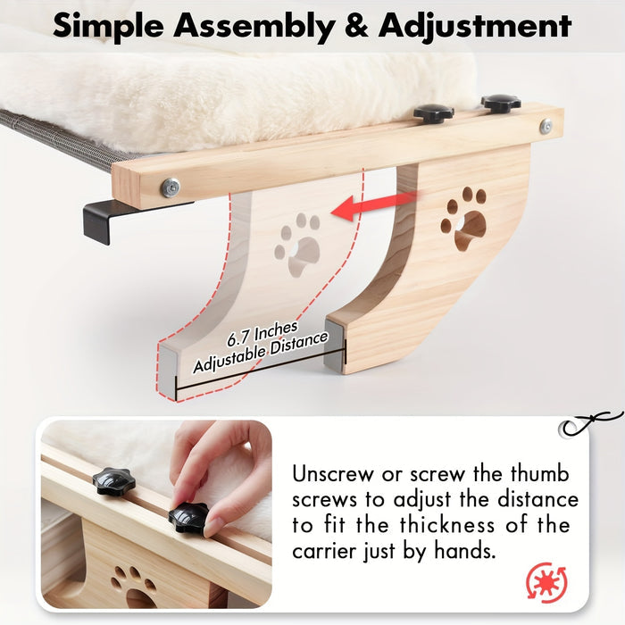 Cat Window Perch Hammock – Adjustable Wooden Window Seat for Cats