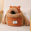 Charming Cat Plush Carrier | Foldable Velvet Travel Bag for Cats