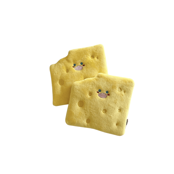 Cheese Cookie Squeaky Dog Toys | 2pcs Soft & Fun Plush Play Set