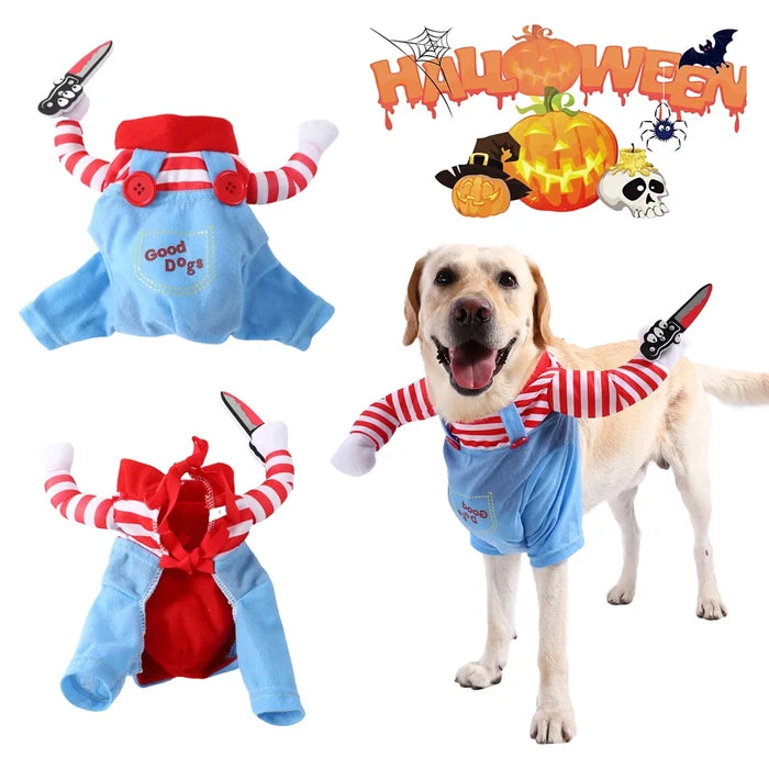 Chucky Inspired Dog Costume | Halloween Horror Outfit for Small Dogs