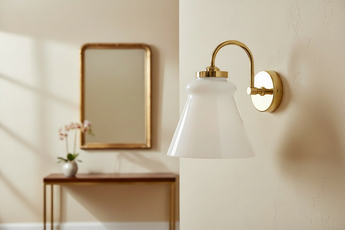 Classic Bell Style 2-1/4" Fitter Clear Over Opal White Fixture Shade (08568)