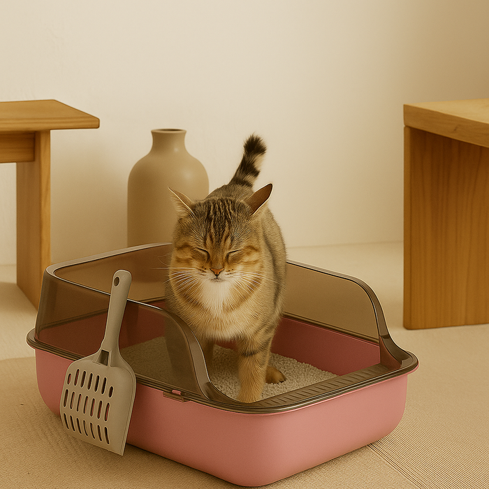 CleanEase Cat Litter Box | Enclosed Design with Pull-Out Tray & Scoop Holder