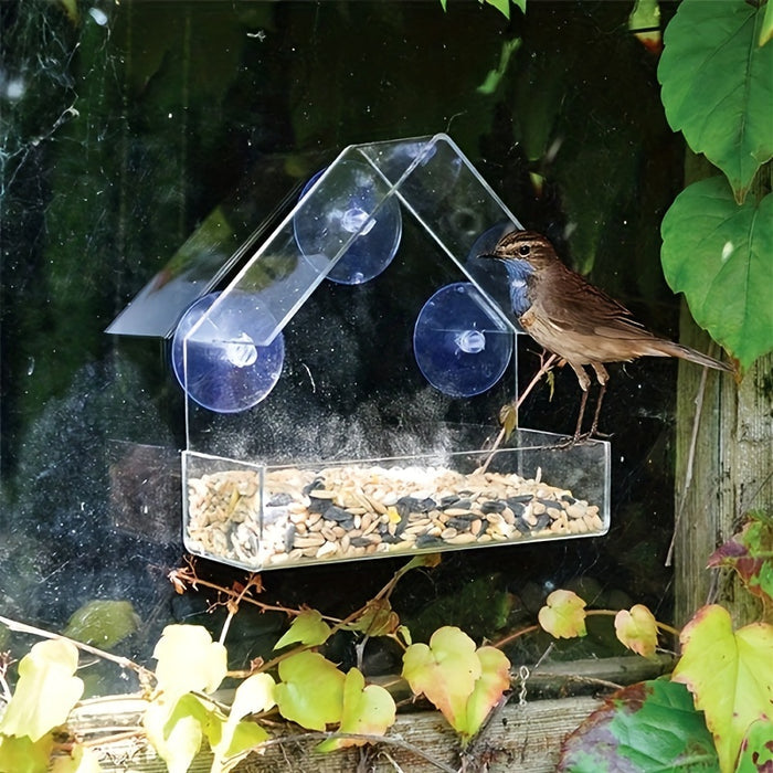 Clear Window Bird Feeder for Backyard Bird Watching & Easy Outdoor Feeding