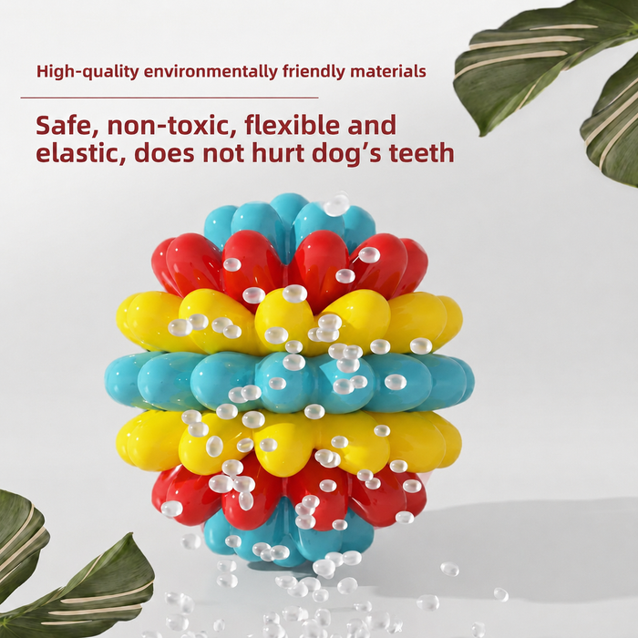 Colourful Bumpy Dog Chew Ball | Textured Interactive Fetch & Play Toy