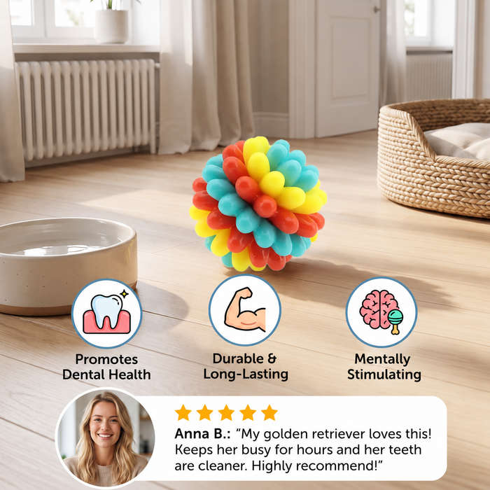 Colourful Bumpy Dog Chew Ball | Textured Interactive Fetch & Play Toy