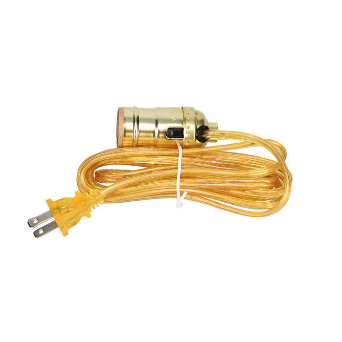 Complete Brass Plated Push-Thru Socket w/8 ft. Clear Gold Cord (30401)
