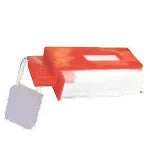Red and white electrical connector lockout device with safety tag attached