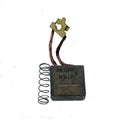 Rectangular carbon contact brush with copper wire leads, metal spring, and connector tab