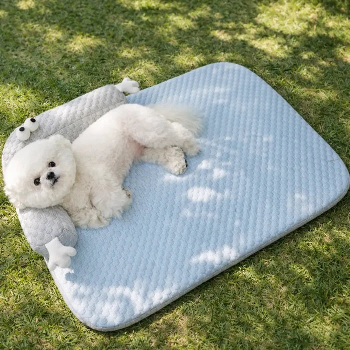 Cooling Dog Bed for Summer with Pillow – Breathable Cooling Mat for Dogs