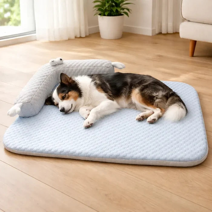 Cooling Dog Bed for Summer with Pillow – Breathable Cooling Mat for Dogs