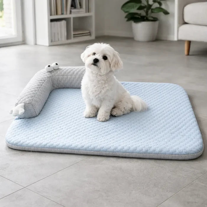 Cooling Dog Bed for Summer with Pillow – Breathable Cooling Mat for Dogs