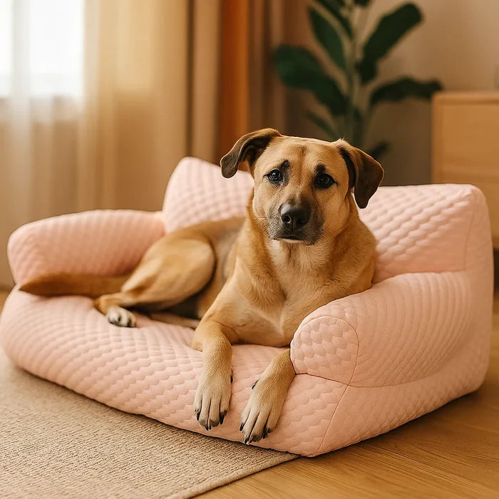 Cooling Dog Sofa Bed – Breathable Elevated Dog Bed with Supportive Backrest
