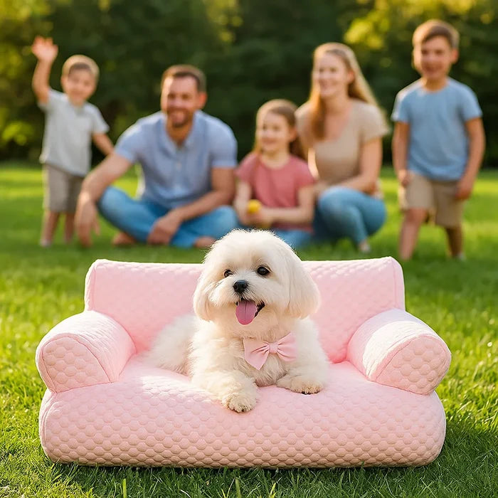 Cooling Dog Sofa Bed – Breathable Elevated Dog Bed with Supportive Backrest