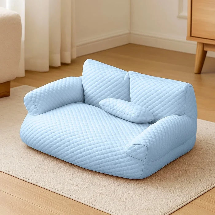 Cooling Dog Sofa Bed – Breathable Elevated Dog Bed with Supportive Backrest