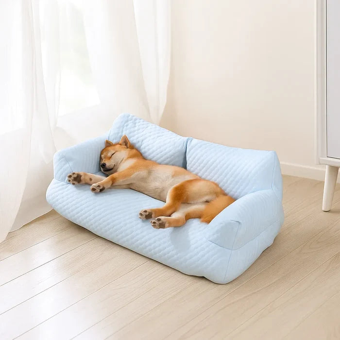 Cooling Dog Sofa Bed – Breathable Elevated Dog Bed with Supportive Backrest