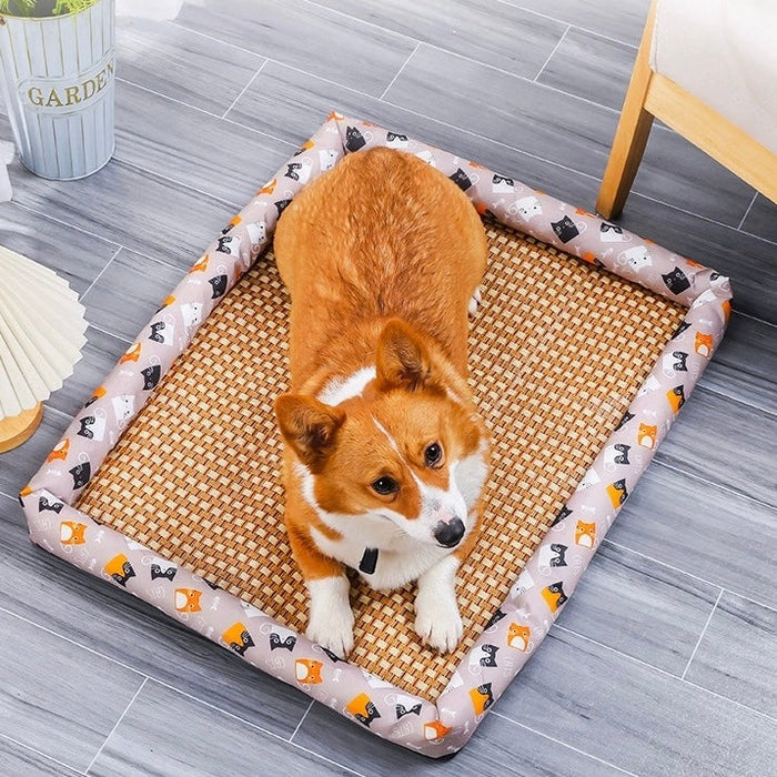 Cooling Rattan Pet Bed | Summer Chill Mat – Cool & Breathable Rest