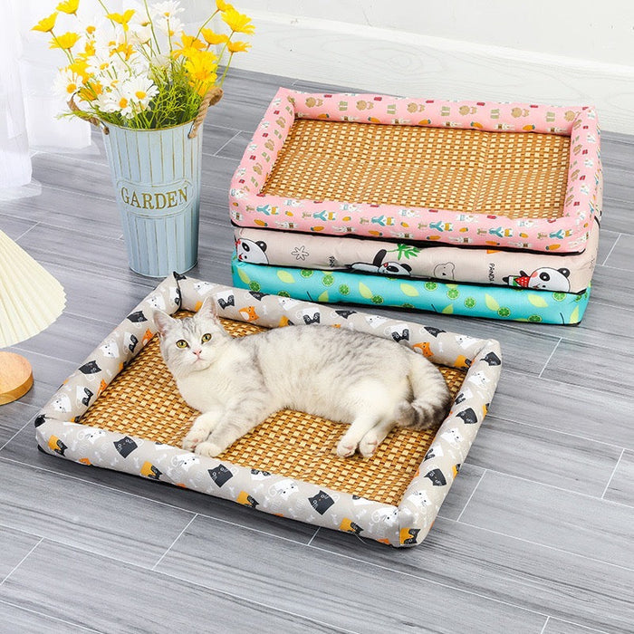 Cooling Rattan Pet Bed | Summer Chill Mat – Cool & Breathable Rest