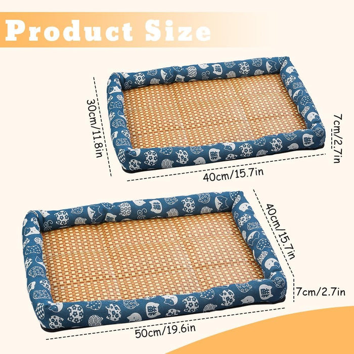 Cooling Rattan Pet Bed | Summer Chill Mat – Cool & Breathable Rest