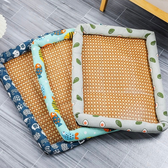 Cooling Rattan Pet Bed | Summer Chill Mat – Cool & Breathable Rest
