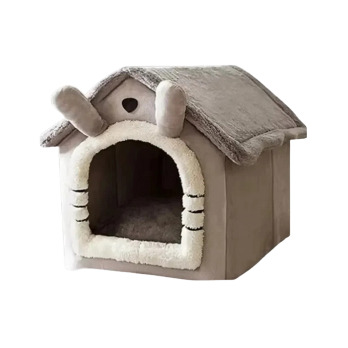 CozyCat Flannel House | Warm Indoor Cat Bed with Soft Cushion & Foldable Design