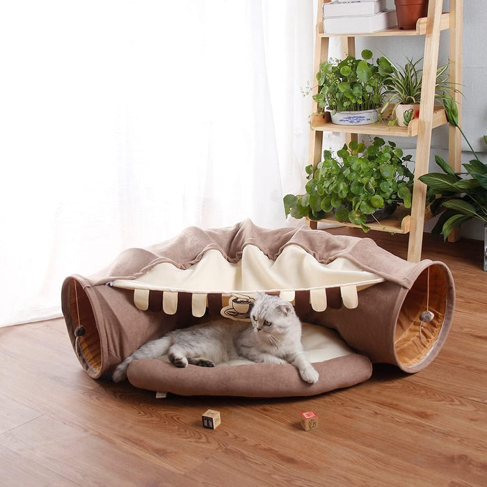 CozyNest Cat Tunnel for Cats – Plush Burrowing Play Tunnel – Soft Foldable Indoor Hideaway