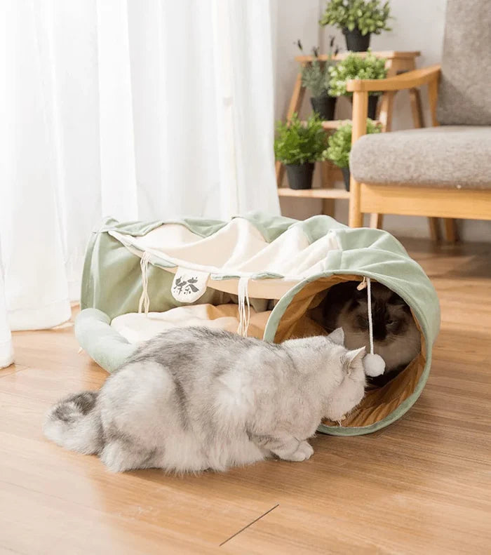 CozyNest Cat Tunnel for Cats – Plush Burrowing Play Tunnel – Soft Foldable Indoor Hideaway