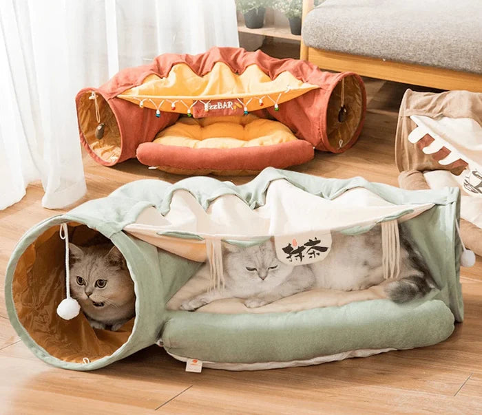 CozyNest Cat Tunnel for Cats – Plush Burrowing Play Tunnel – Soft Foldable Indoor Hideaway